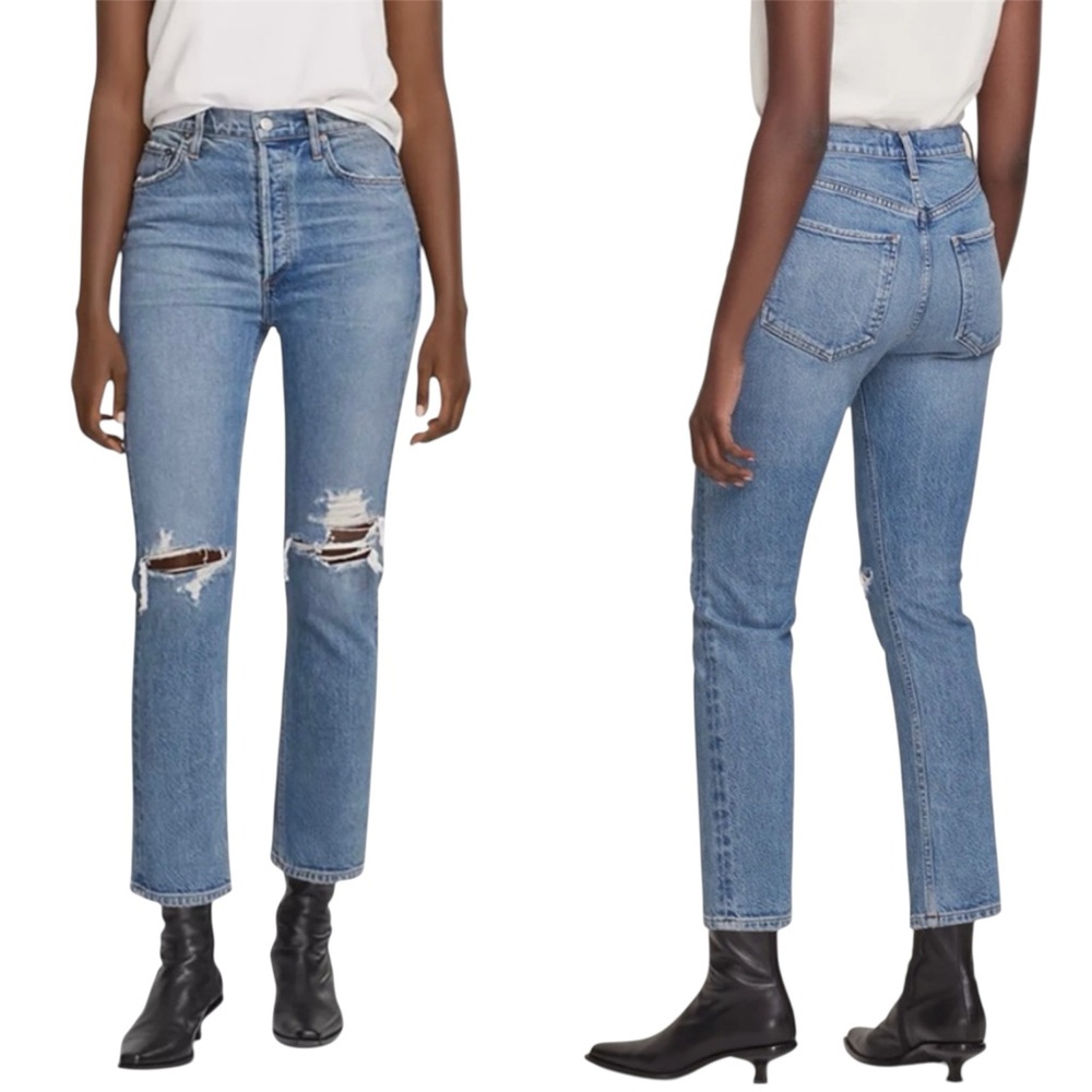 Agolde Riley High Rise Straight Crop Jeans In Whiplash